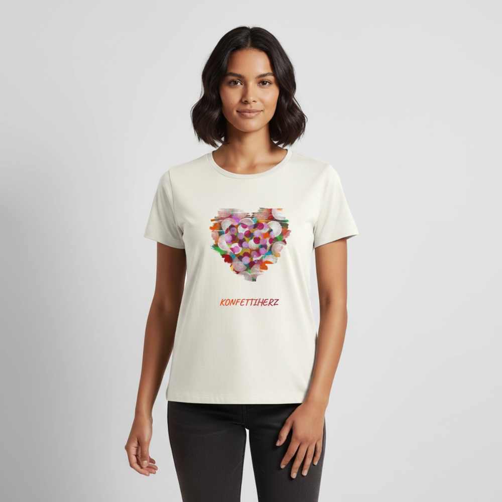 Frauen Bio T-Shirt - Konfettiherz - div. Farben - Naturweiß