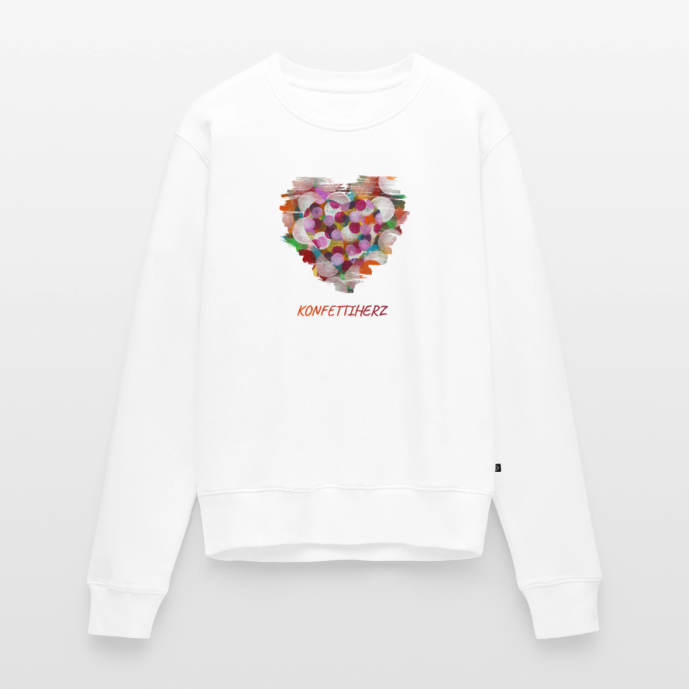 Frauen Premium Pullover mit Bio-Baumwolle - Konfettiherz - Weiß