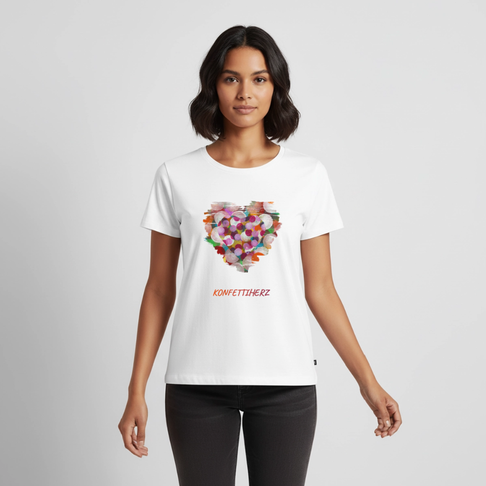 Frauen Bio T-Shirt - Konfettiherz - div. Farben - Weiß