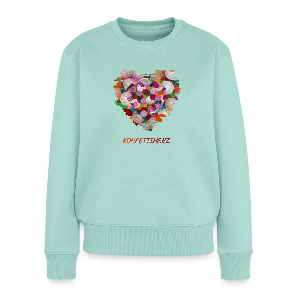 Frauen Premium Pullover mit Bio-Baumwolle - Konfettiherz - Mint 