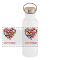 Thermosflasche mit Bambusdeckel - Konfettiherz - Weiß