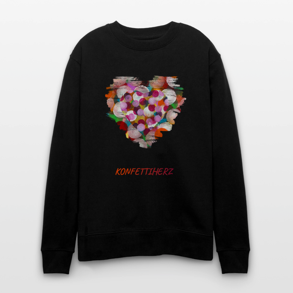 Bio Unisex Sweatshirt - Konfettiherz - div. Farben - Schwarz