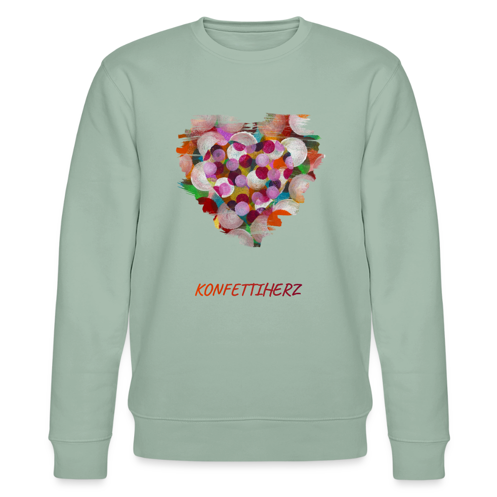 Bio Unisex Sweatshirt - Konfettiherz - div. Farben - Helles Graugrün