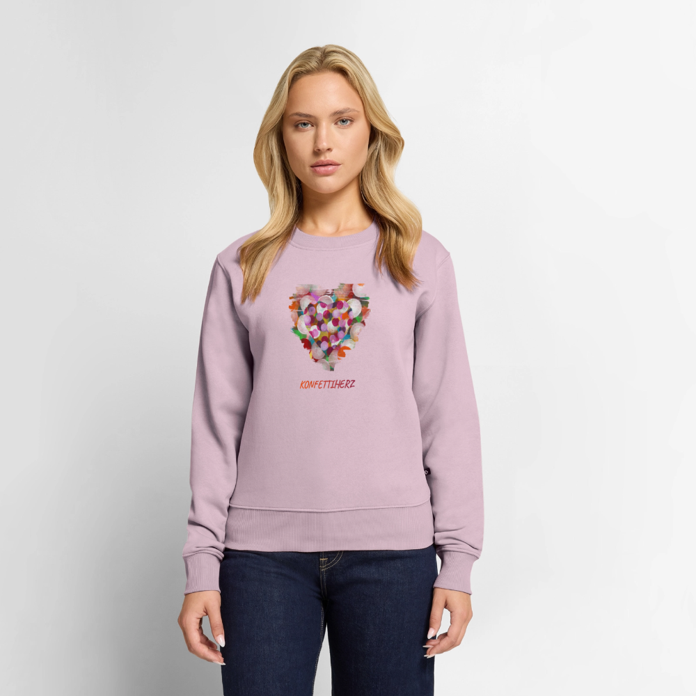 Frauen Premium Pullover mit Bio-Baumwolle - Konfettiherz - Altrosa