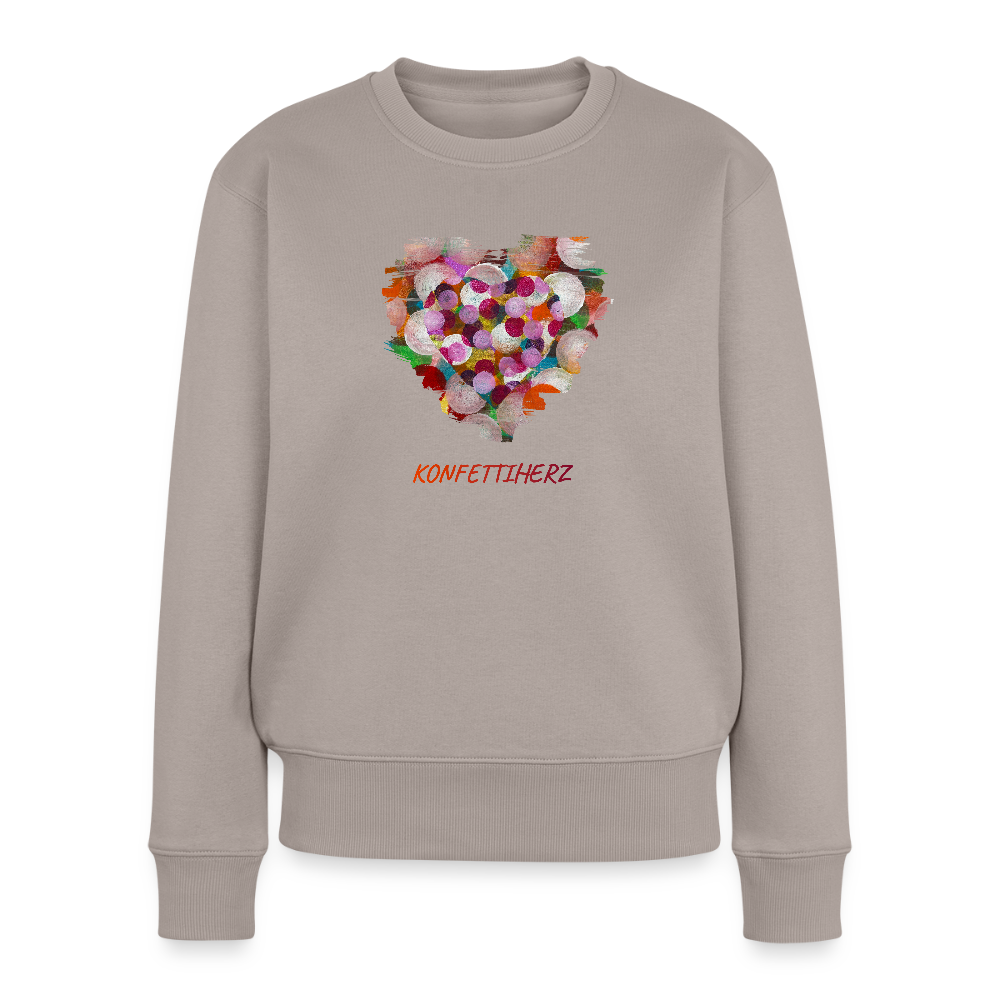 Frauen Premium Pullover mit Bio-Baumwolle - Konfettiherz - Taupe