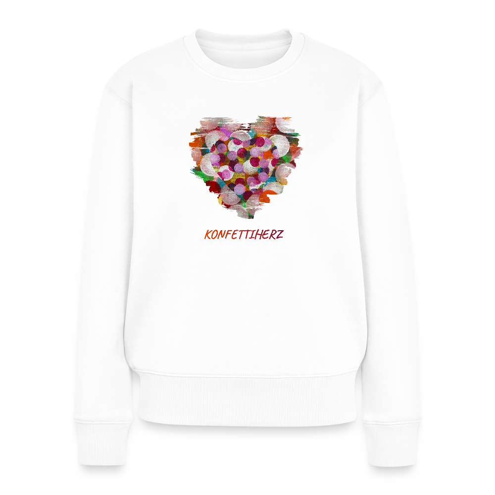 Frauen Premium Pullover mit Bio-Baumwolle - Konfettiherz - Weiß