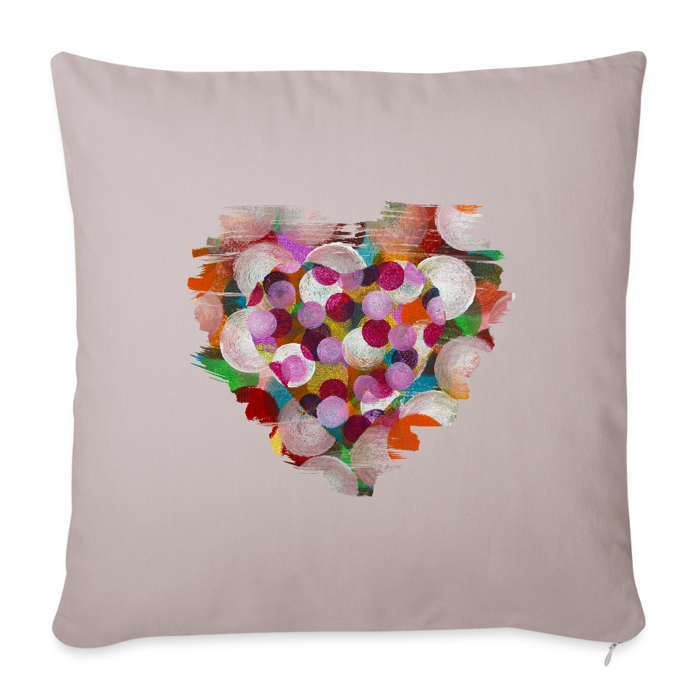 Sofakissen 44 x 44 cm - Konfettiherz - helles Taupe