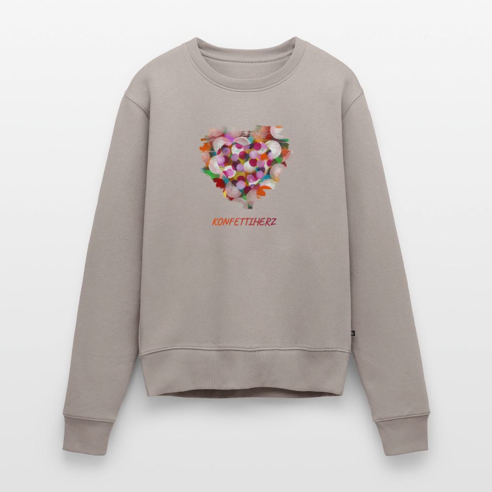 Frauen Premium Pullover mit Bio-Baumwolle - Konfettiherz - Taupe