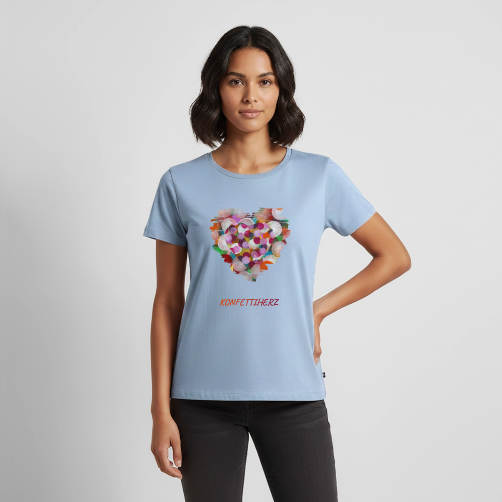 Frauen Bio T-Shirt - Konfettiherz - div. Farben - Hellblau
