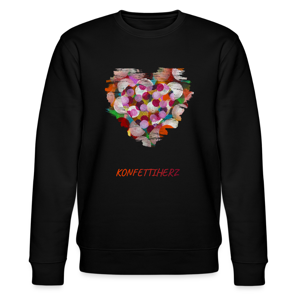 Bio Unisex Sweatshirt - Konfettiherz - div. Farben - Schwarz