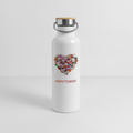 Thermosflasche mit Bambusdeckel - Konfettiherz - Weiß
