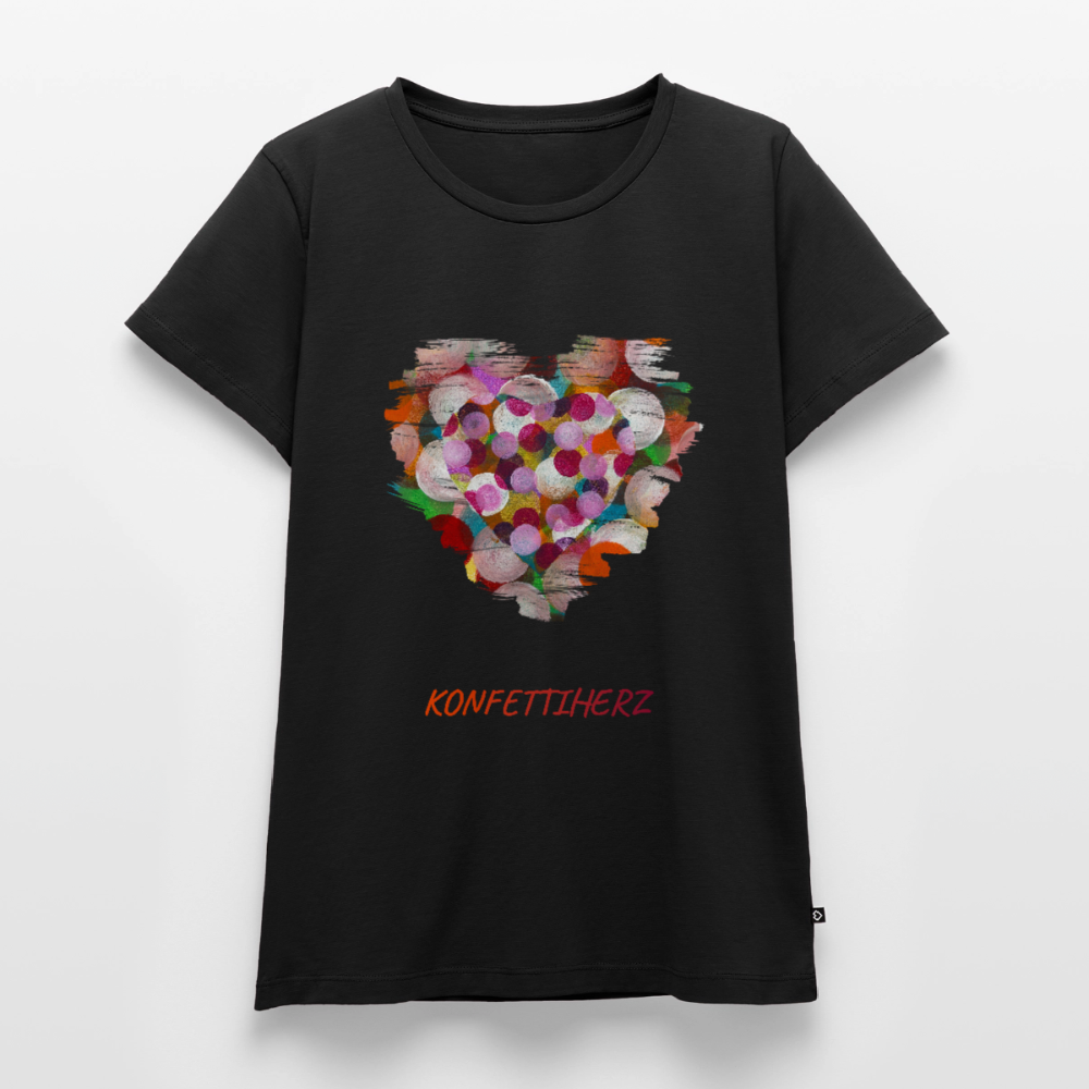 Frauen Bio T-Shirt - Konfettiherz - div. Farben - Schwarz