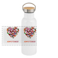 Thermosflasche mit Bambusdeckel - Konfettiherz - Weiß