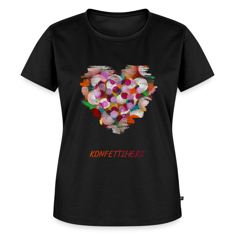 Frauen Bio T-Shirt - Konfettiherz - div. Farben - Schwarz