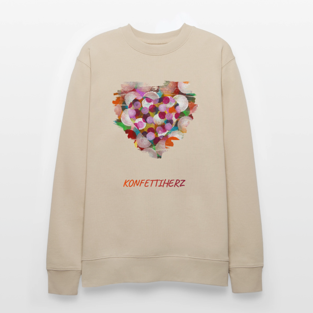 Bio Unisex Sweatshirt - Konfettiherz - div. Farben - Beige