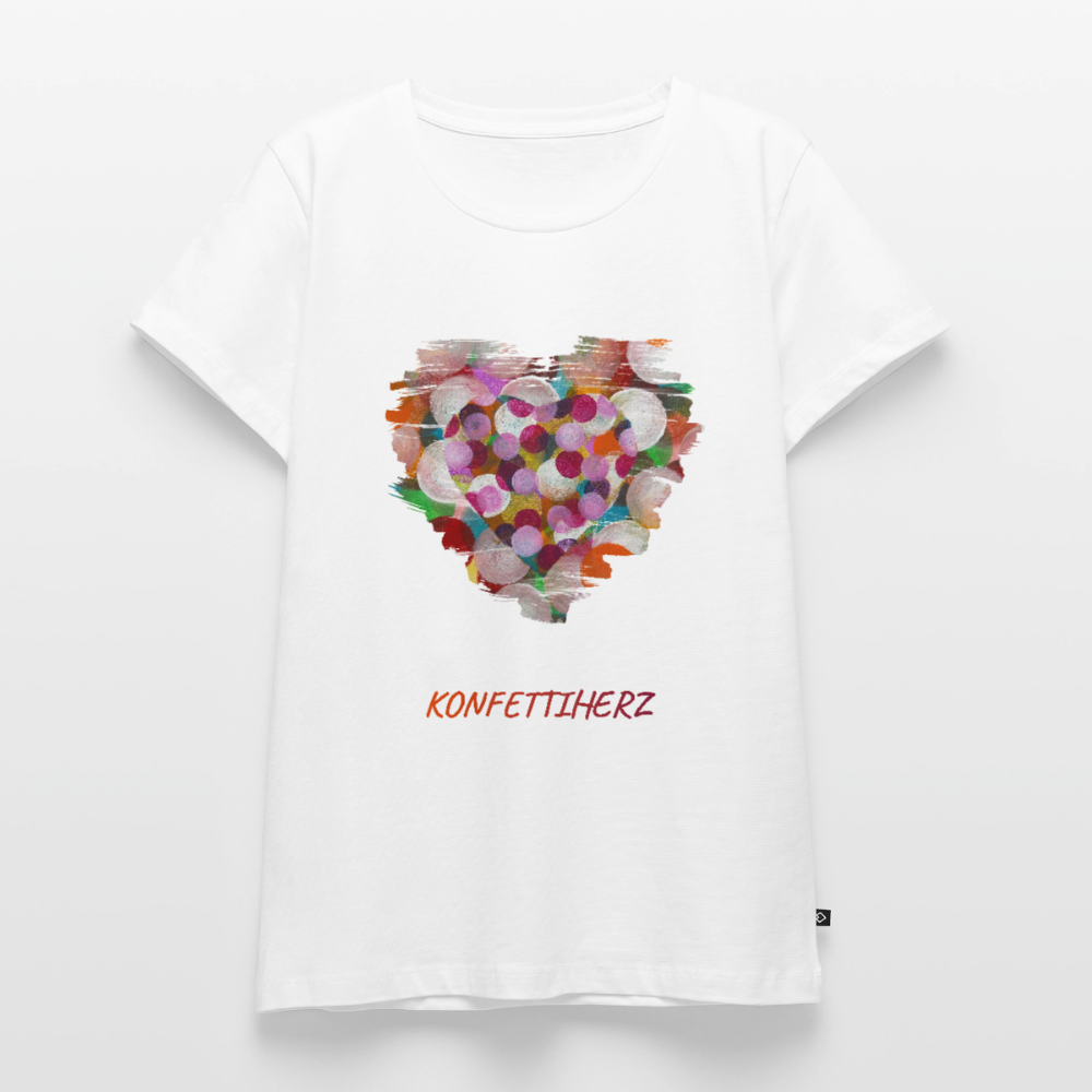 Frauen Bio T-Shirt - Konfettiherz - div. Farben - Weiß