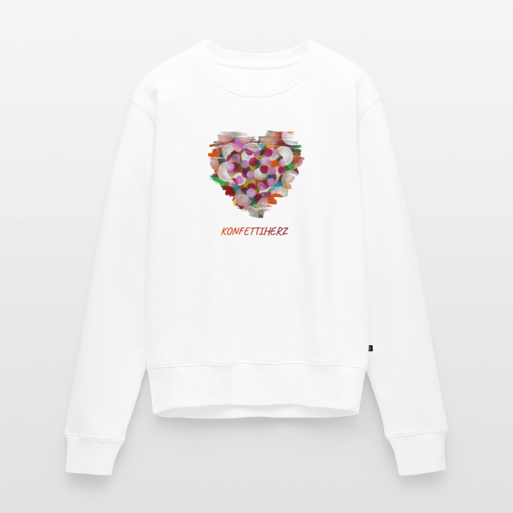 Frauen Premium Pullover mit Bio-Baumwolle - Konfettiherz - Weiß