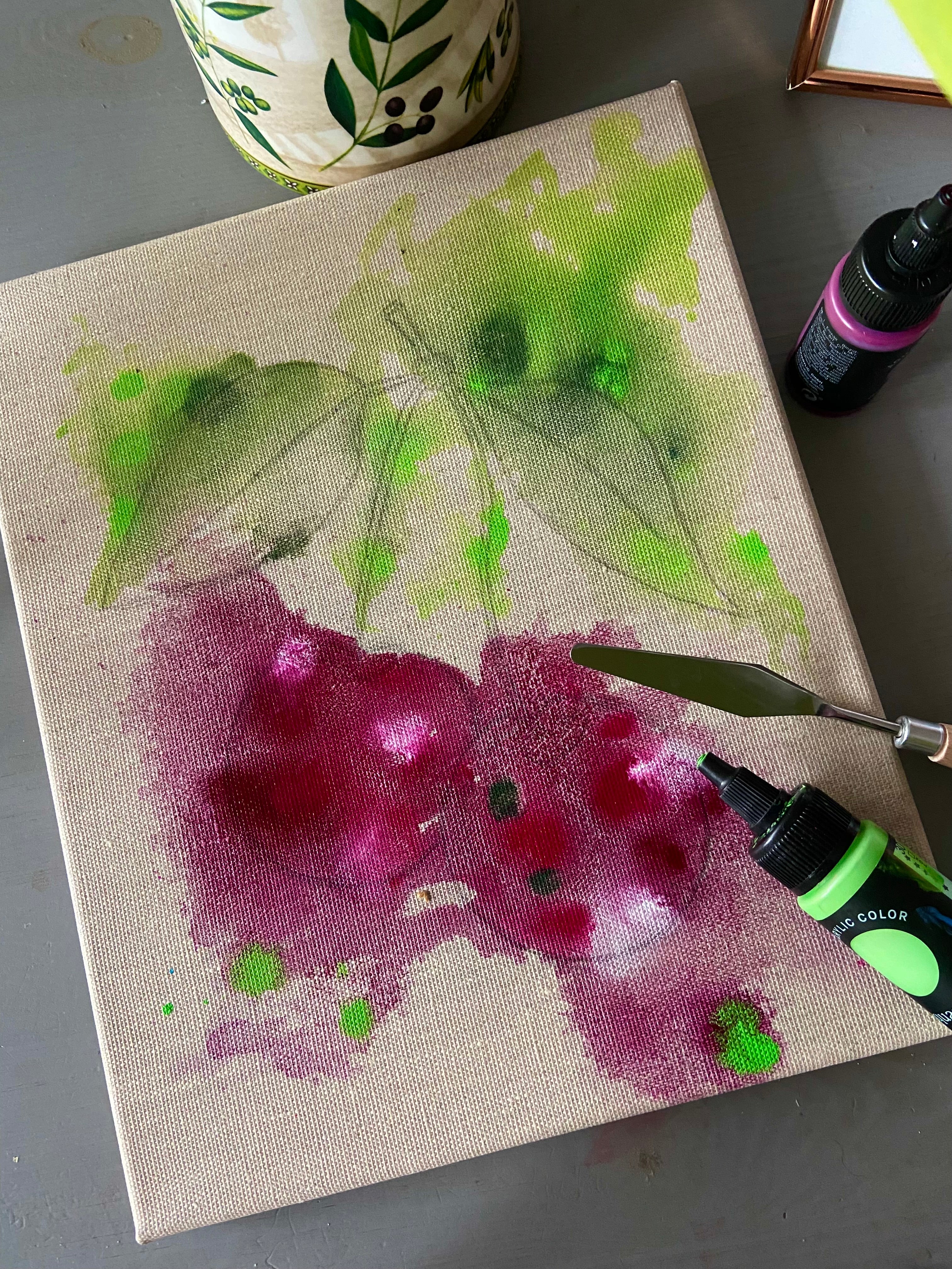 Kirschen - Original Kunstwerk - 24x30cm - Leinwand