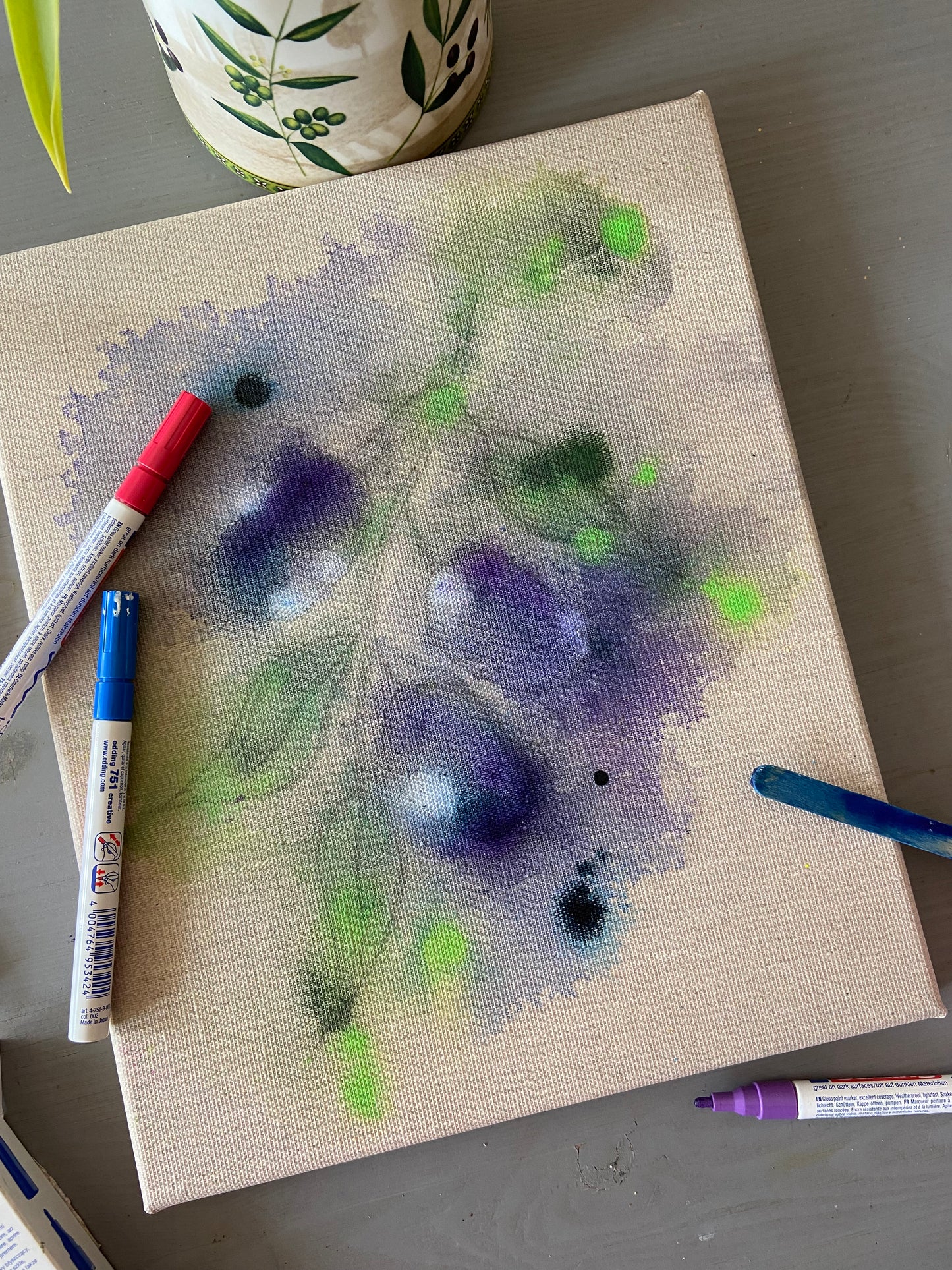 Pflaumen - Original Kunstwerk - 24x30cm - Leinwand