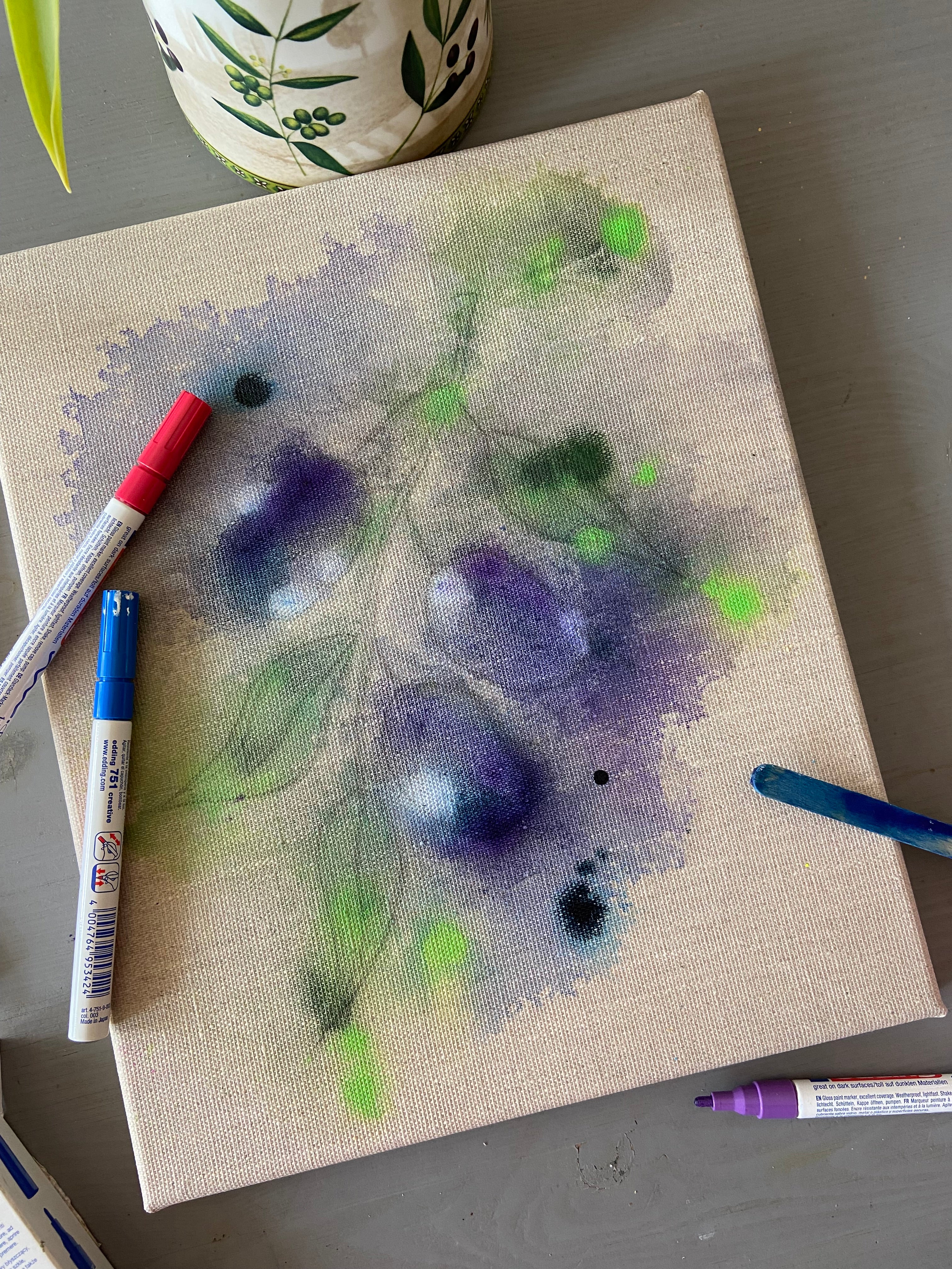 Pflaumen - Original Kunstwerk - 24x30cm - Leinwand