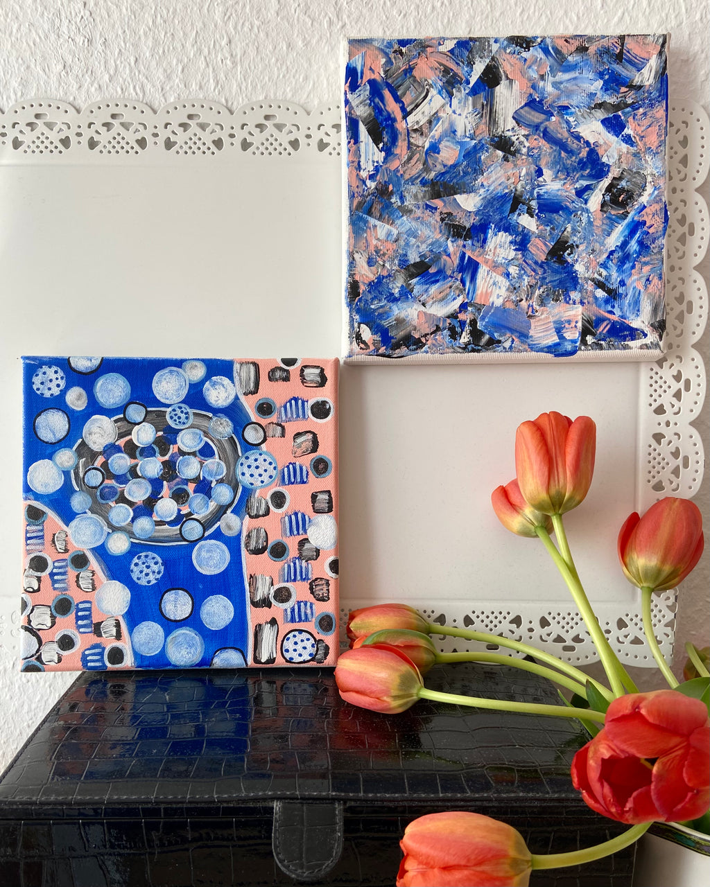 Affinität der Gegensätze I - 2x Original Kunstwerk - 20x20cm - Leinwand