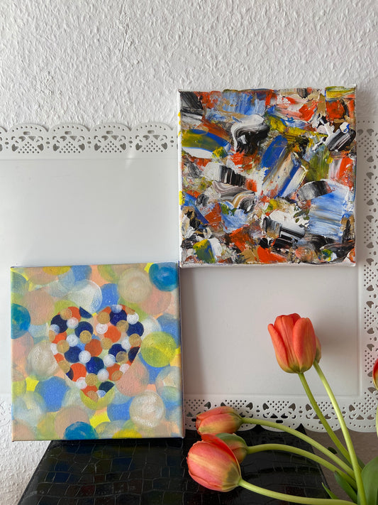 Affinität der Gegensätze II - 2x Original Kunstwerk - 20x20cm - Leinwand