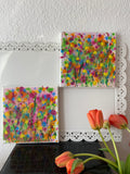 Frühlingswiese - 2x Original Kunstwerk - 20x20cm - Leinwand
