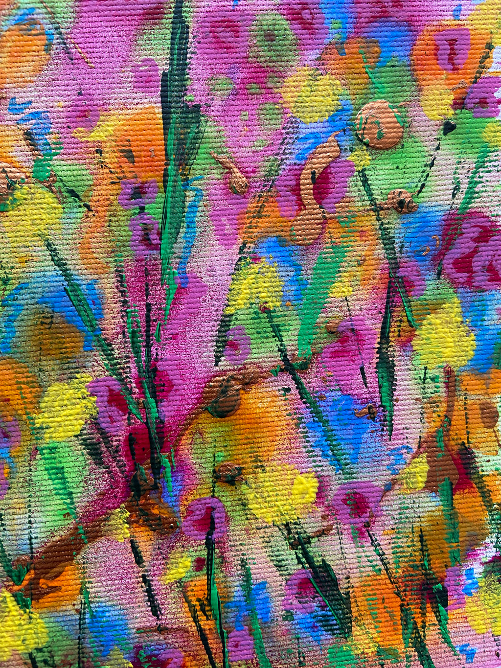 Frühlingswiese - 2x Original Kunstwerk - 20x20cm - Leinwand