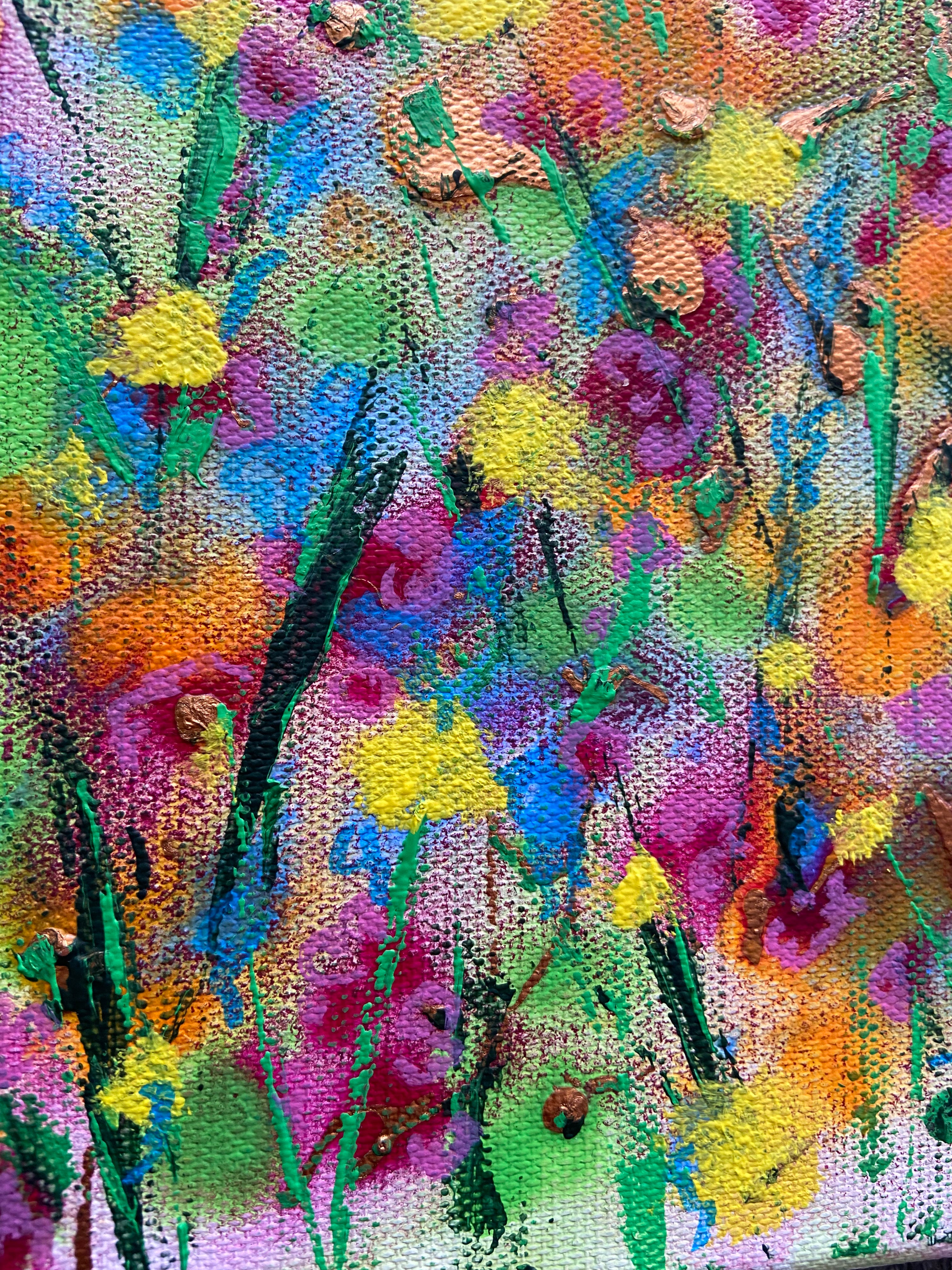 Frühlingswiese - 2x Original Kunstwerk - 20x20cm - Leinwand