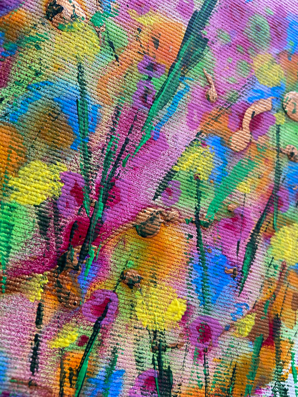 Frühlingswiese - 2x Original Kunstwerk - 20x20cm - Leinwand