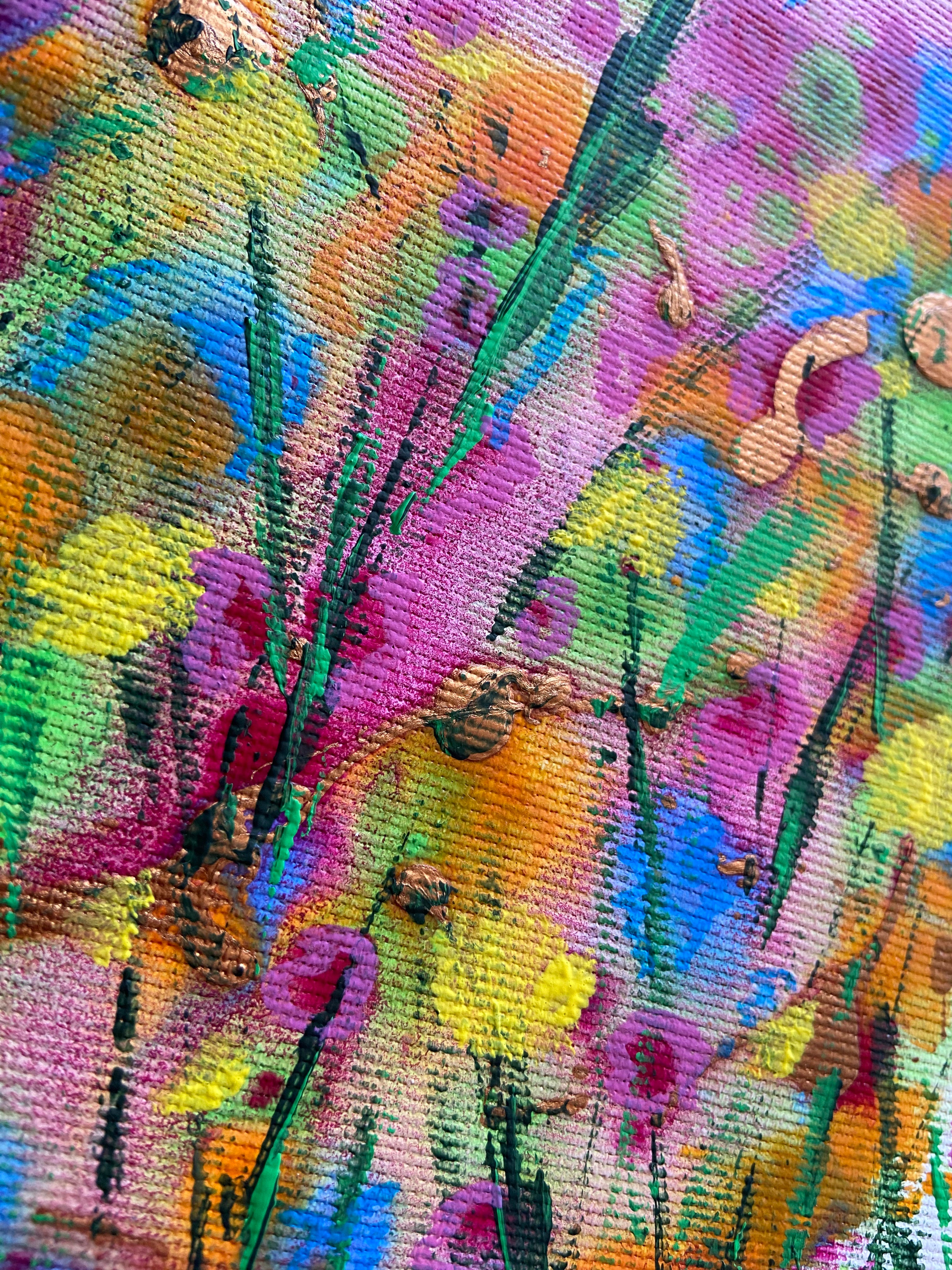 Frühlingswiese - 2x Original Kunstwerk - 20x20cm - Leinwand