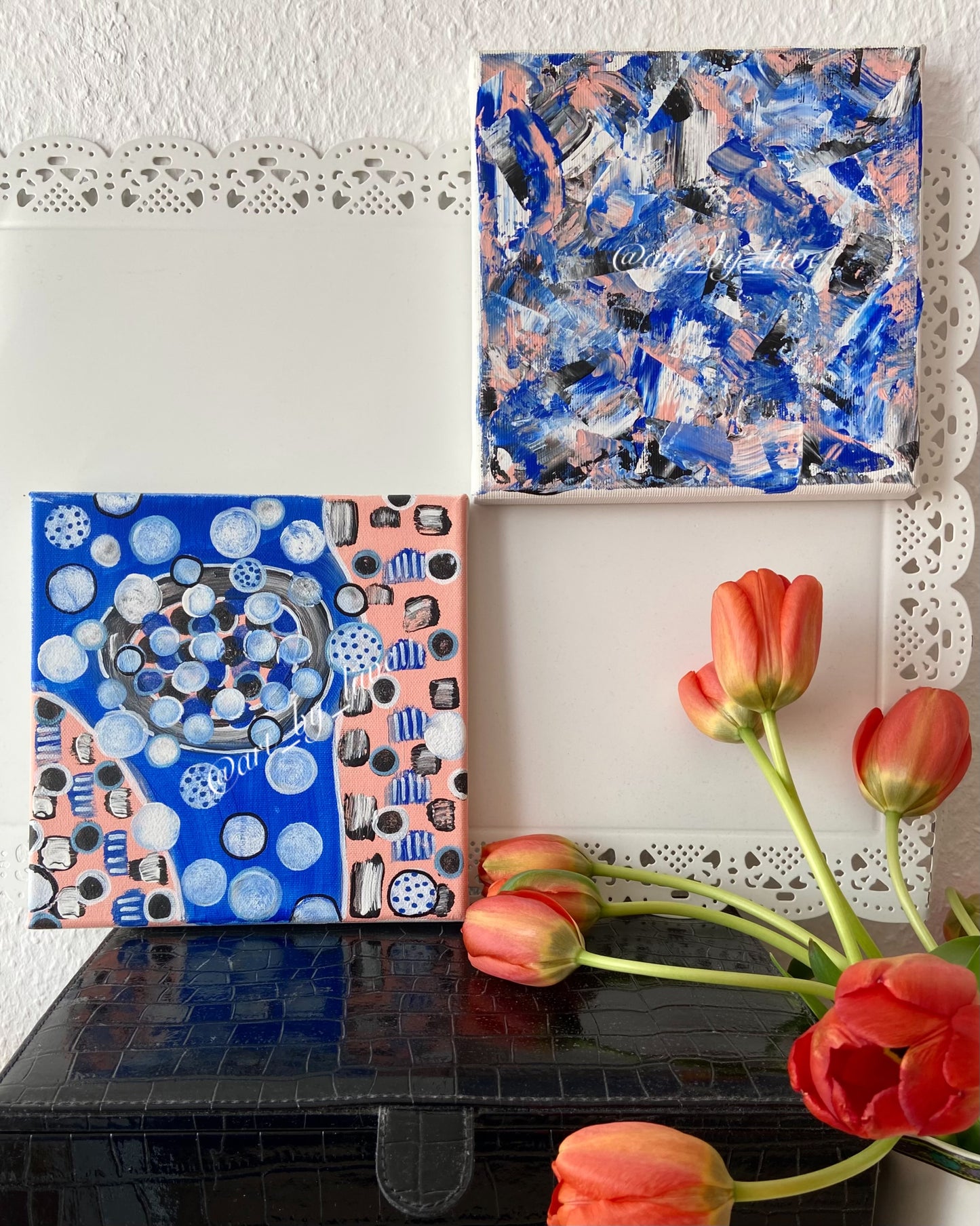 Affinität der Gegensätze I - 2x Original Kunstwerk - 20x20cm - Leinwand